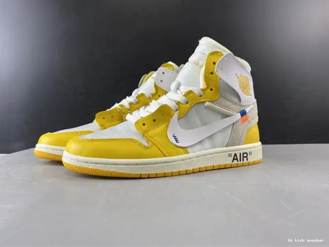 Reps TBK x Powder Air White Yellow-Cone Dark 1 NRG AQ0818-149 Off-White Jordan 0405